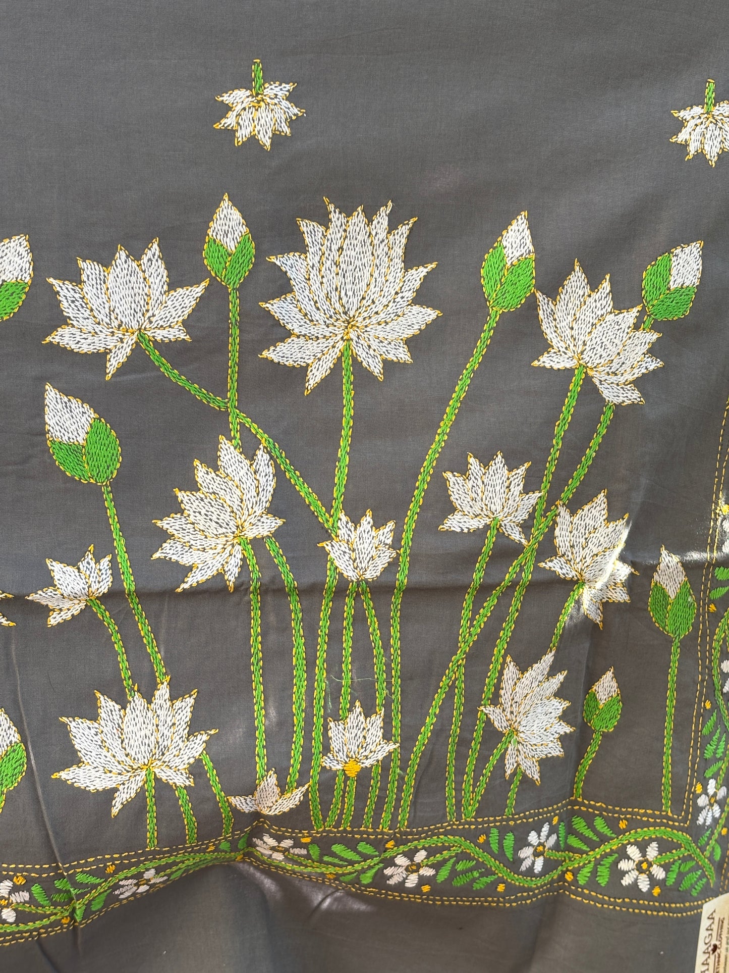 Kantha Hand Embroidered Pure Cotton Statement Dupatta
