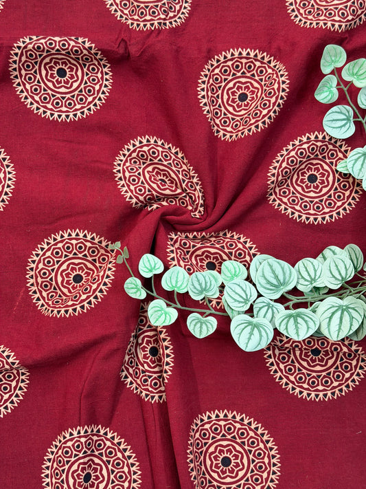 Madder Ajrakh Printed Cotton Fabric