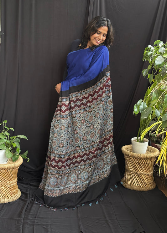 Ajrakh Modal Saree