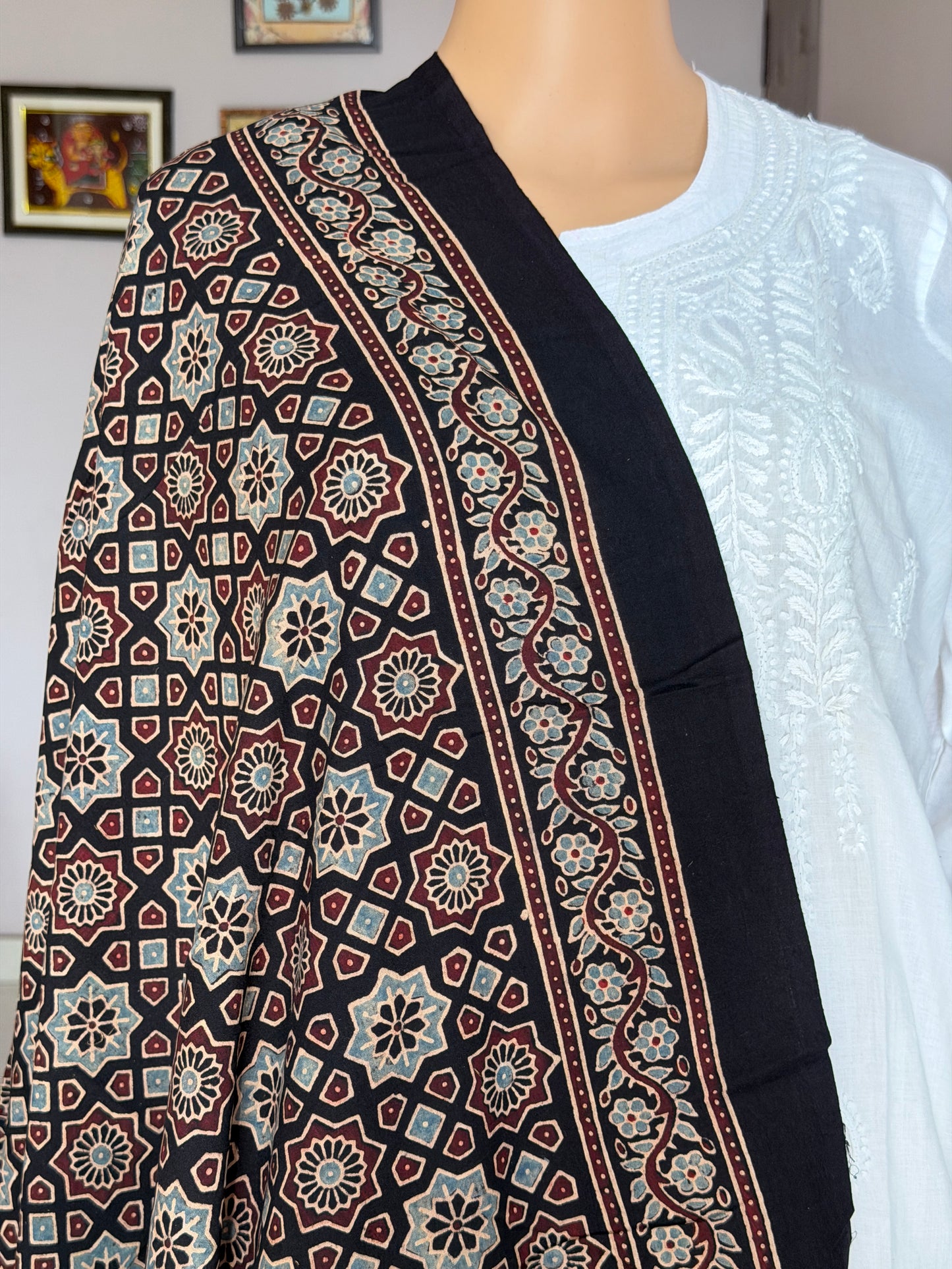 Ajrakh Cotton Contemporary Dupatta