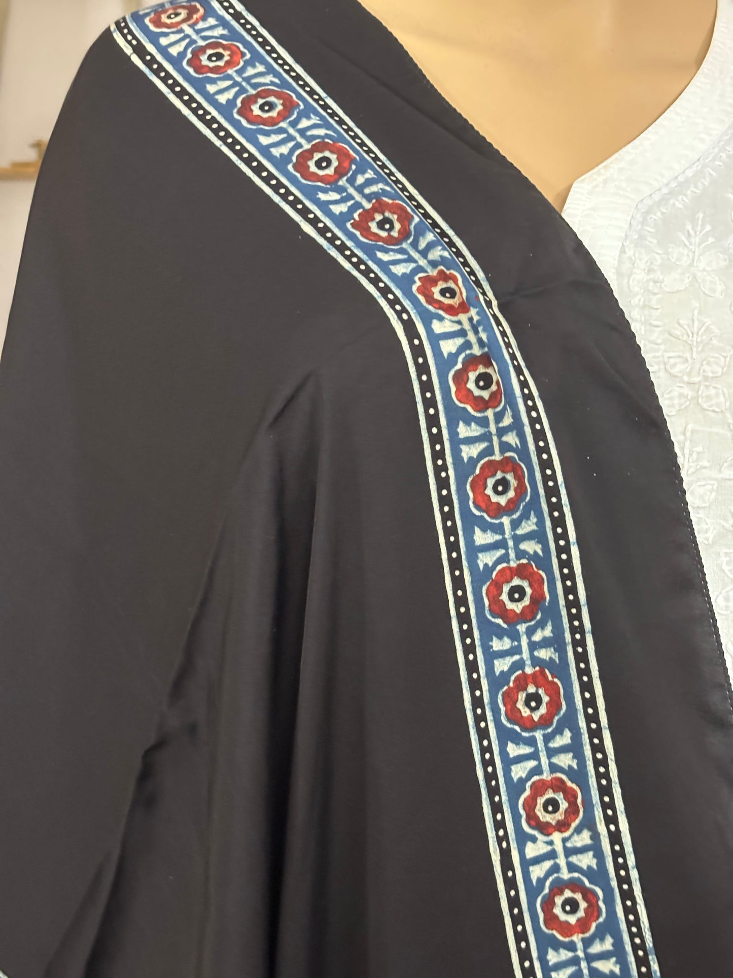 Black Natural Dyed Ajrakh Contemporary Stole
