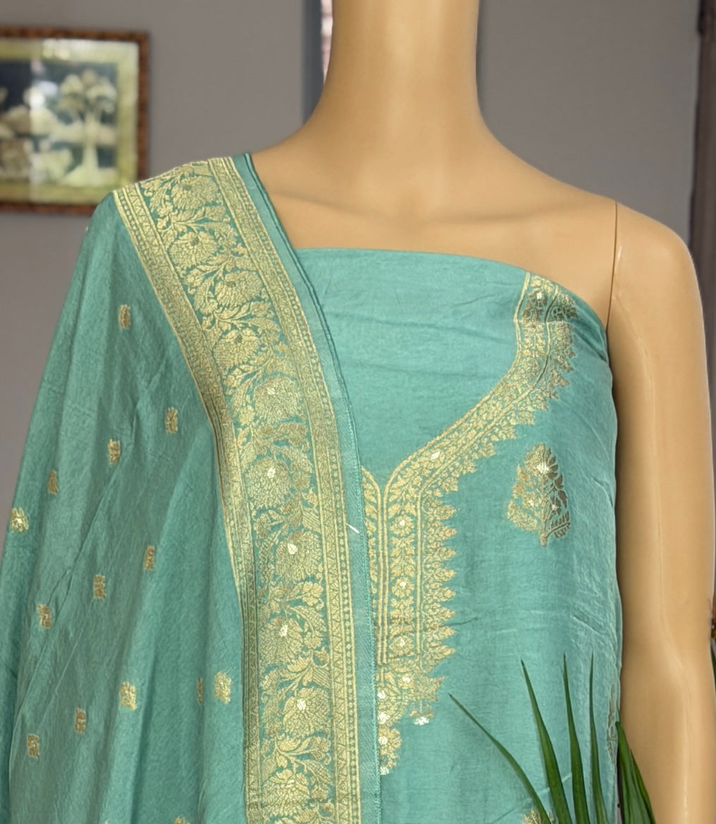 Dola Silk Banarasi Unstitched Three Piece Suit Fabric
