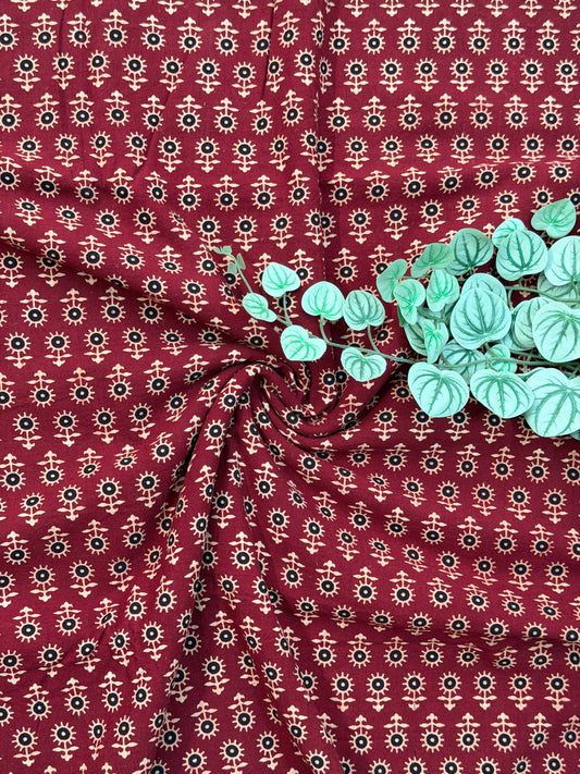 Madder Ajrakh Printed Cotton Fabric