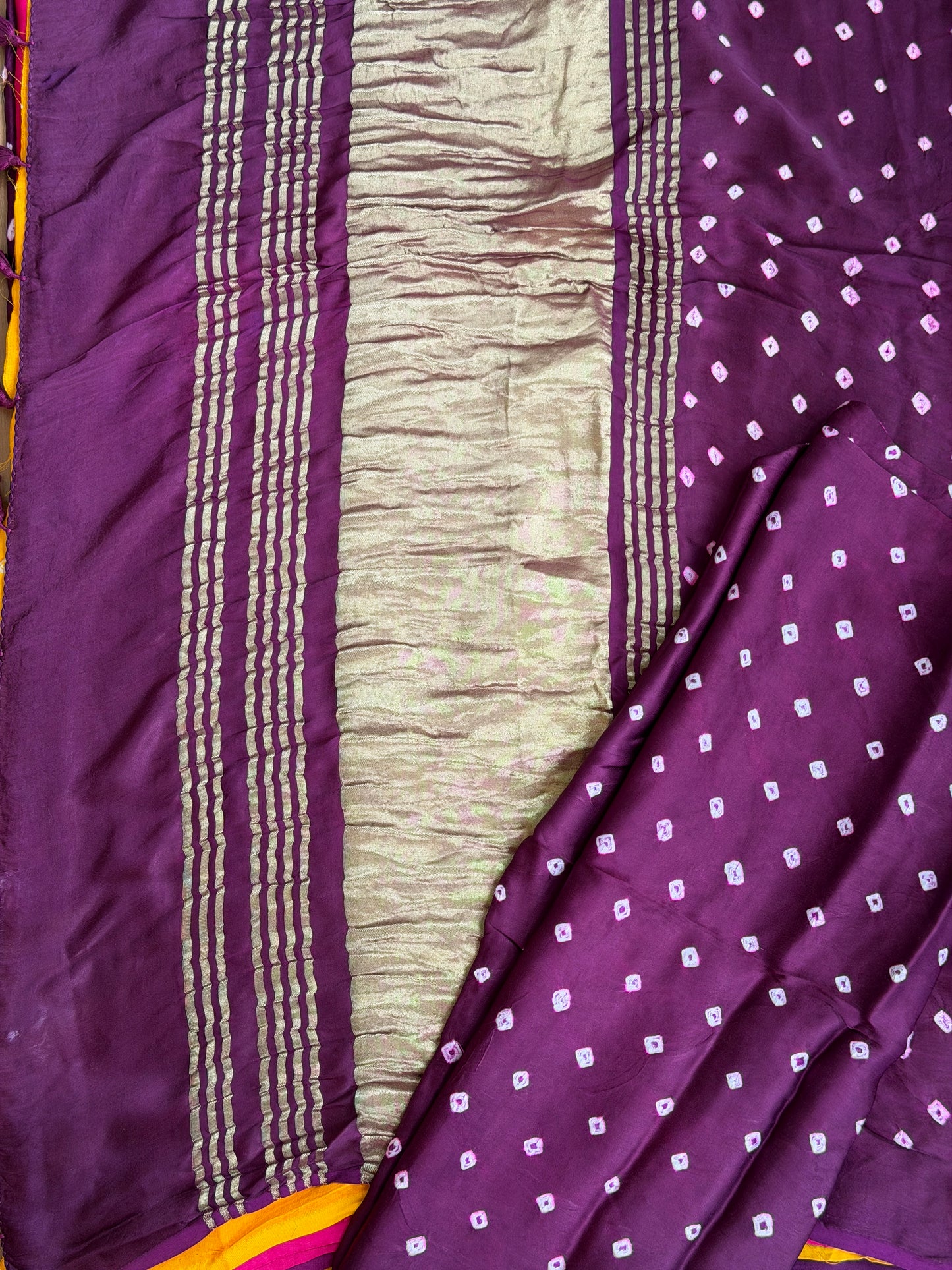 Modal Multi Shaded Bandhej Saree