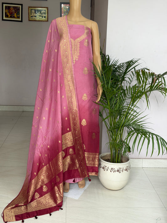 Dola Silk Banarasi Unstitched Three Piece Suit Fabric