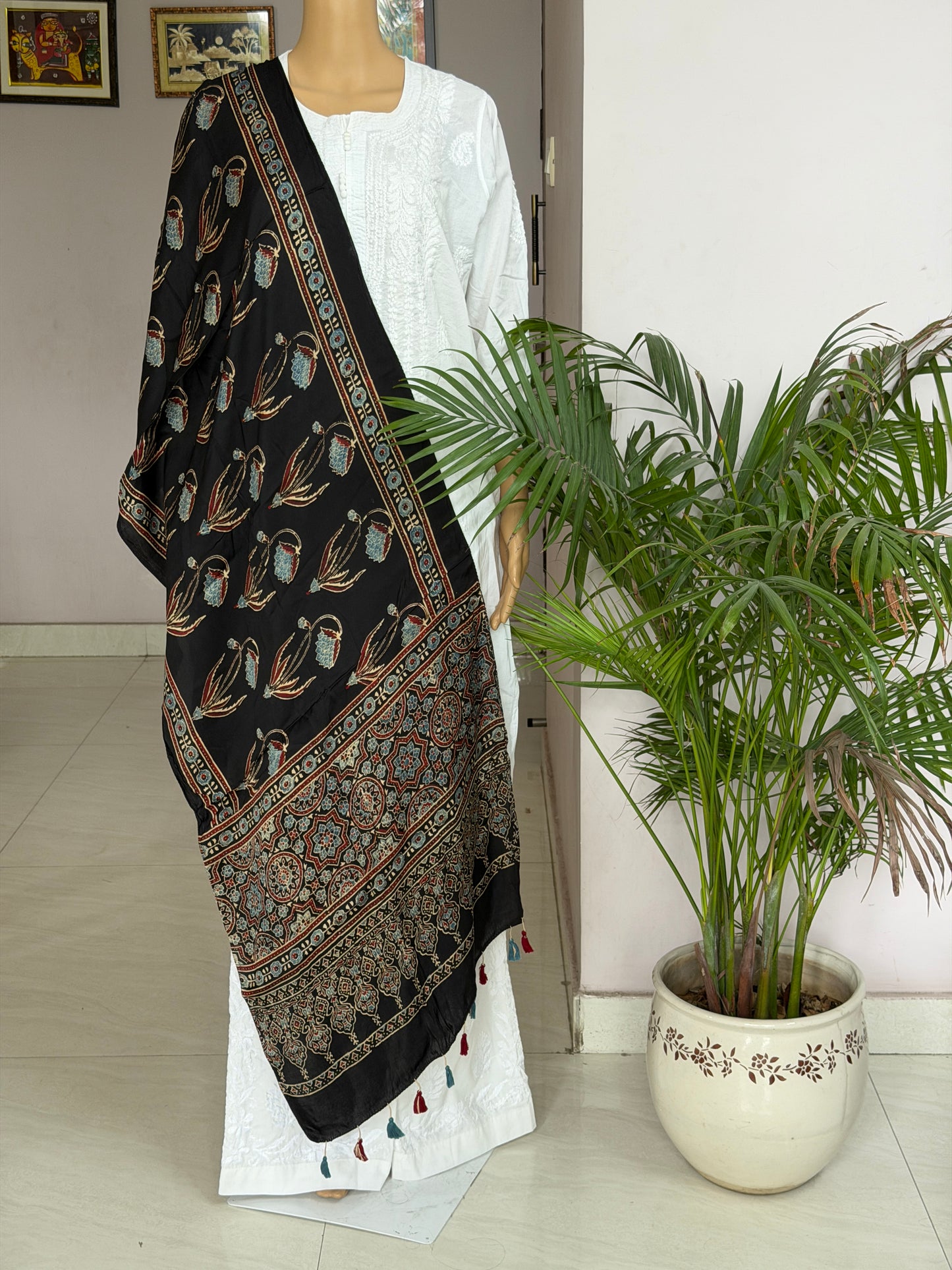 Ajrakh Hand Block Printed Modal Stole