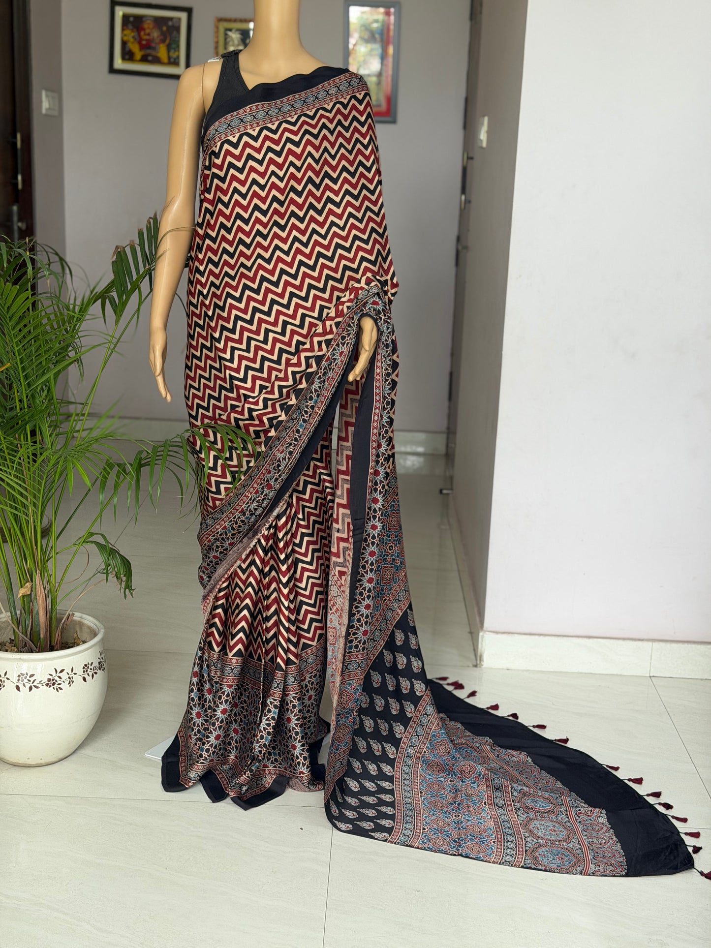 Ajrakh Modal Saree