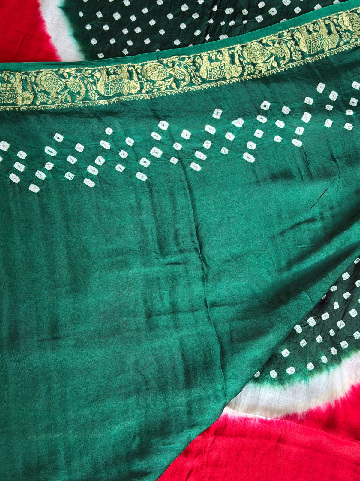 Modal Designer Bandhej Saree With Banarasi Border And Palla
