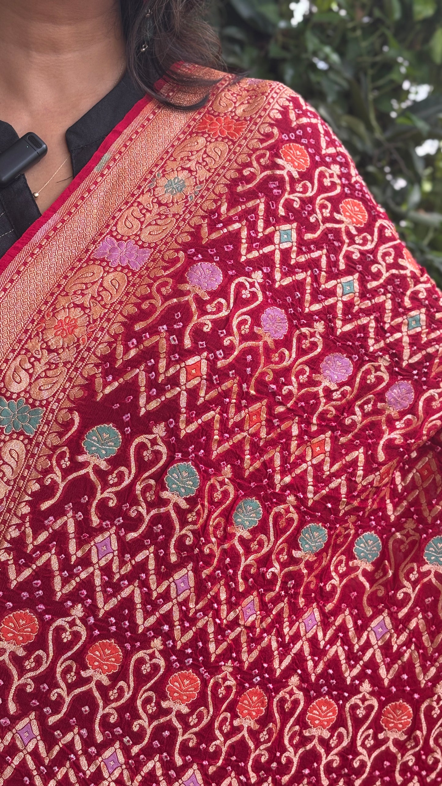Pure Khaddi Georgette Handloom Rai Bandhej Banarasi Dupatta