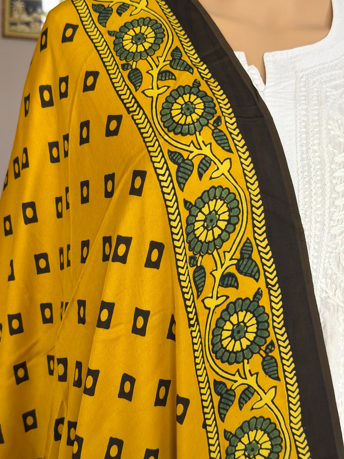Ajrakh Yellow Modal Dupatta