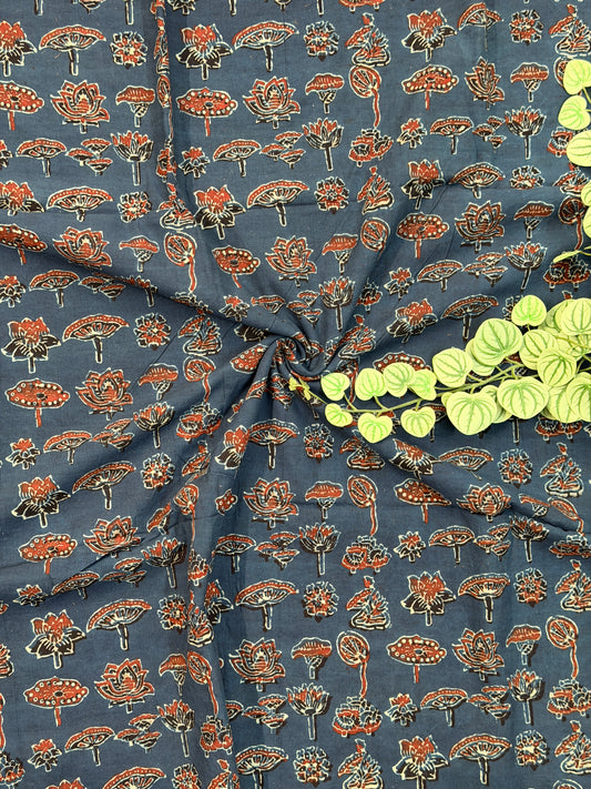 Indigo Ajrakh Cotton Fabric