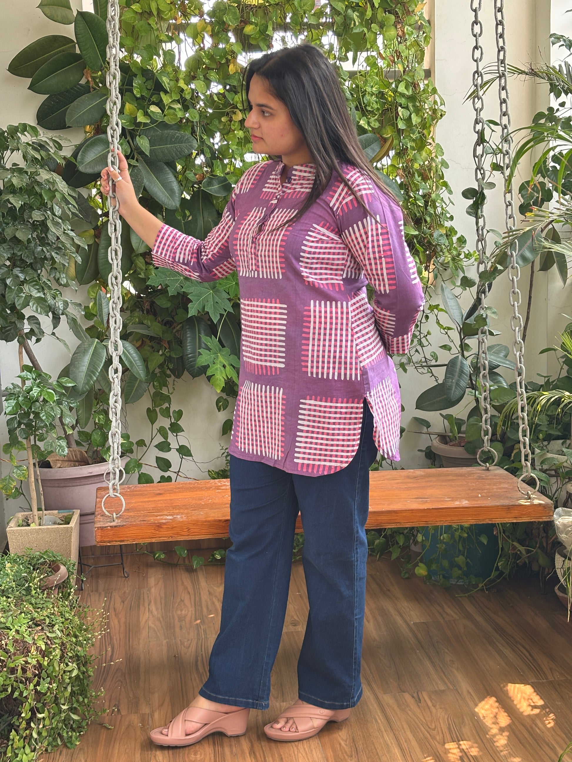 cotton short kurta side view