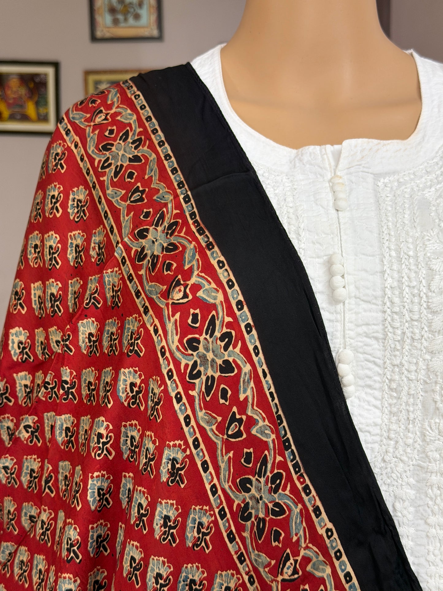 Ajrakh Hand Block Printed Modal Stole