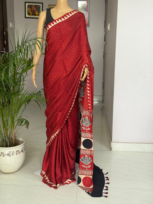 Ajrakh Contemporary Modal Saree