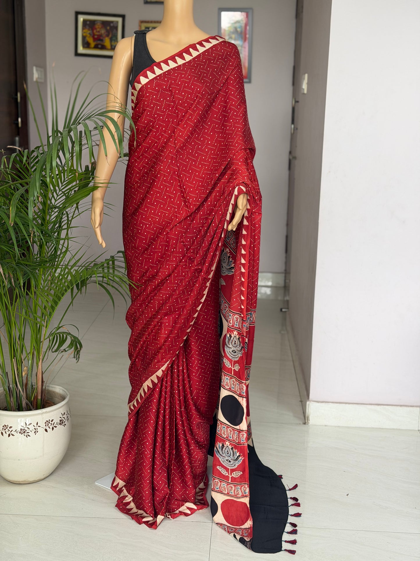 Ajrakh Contemporary Modal Saree