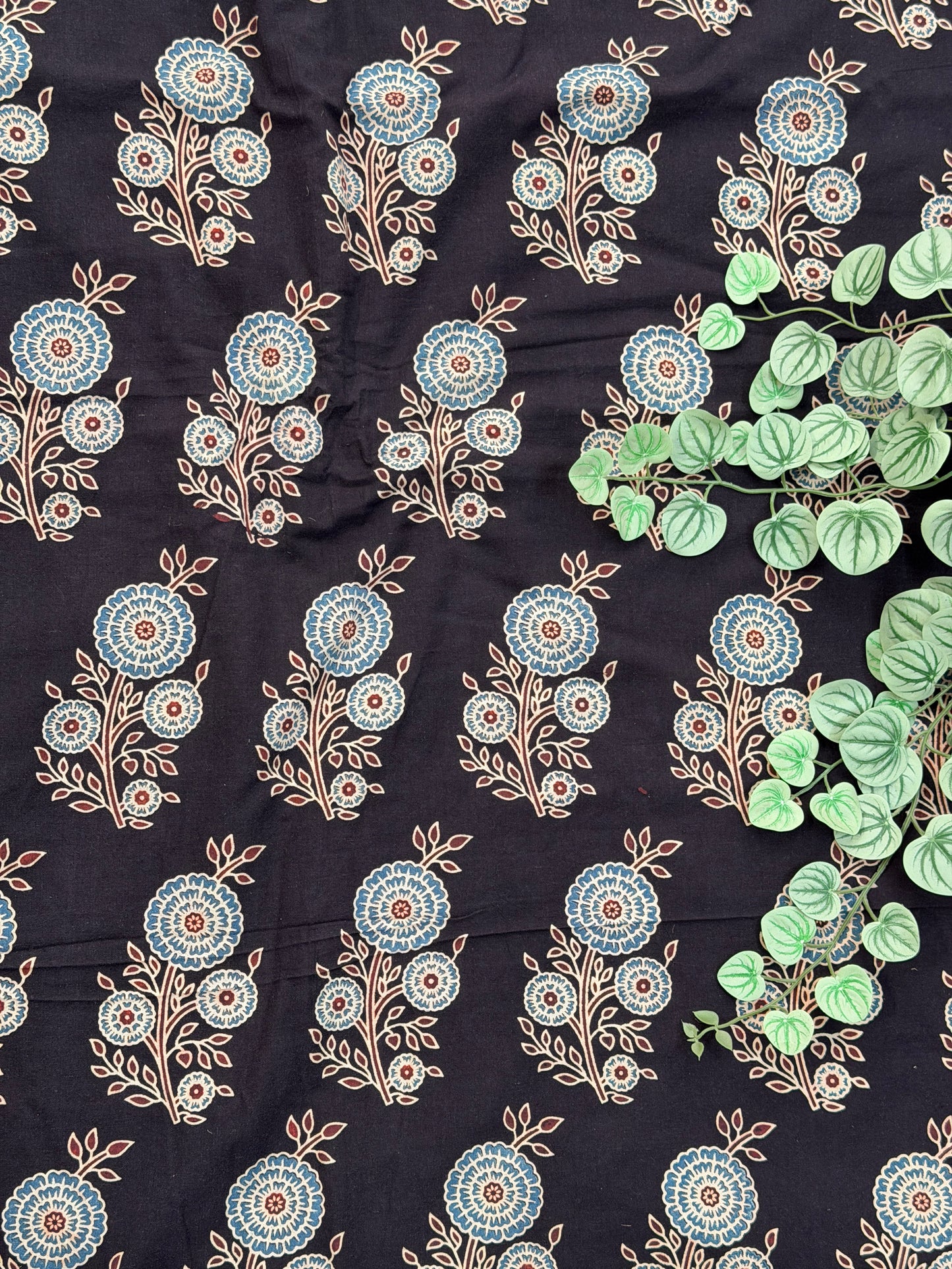 Black Ajrakh Cotton Fabric