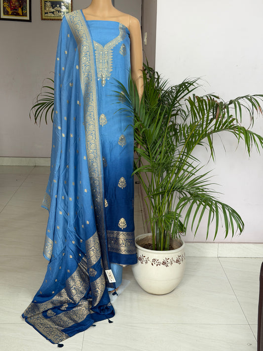 Dola Silk Banarasi Unstitched Three Piece Suit Fabric