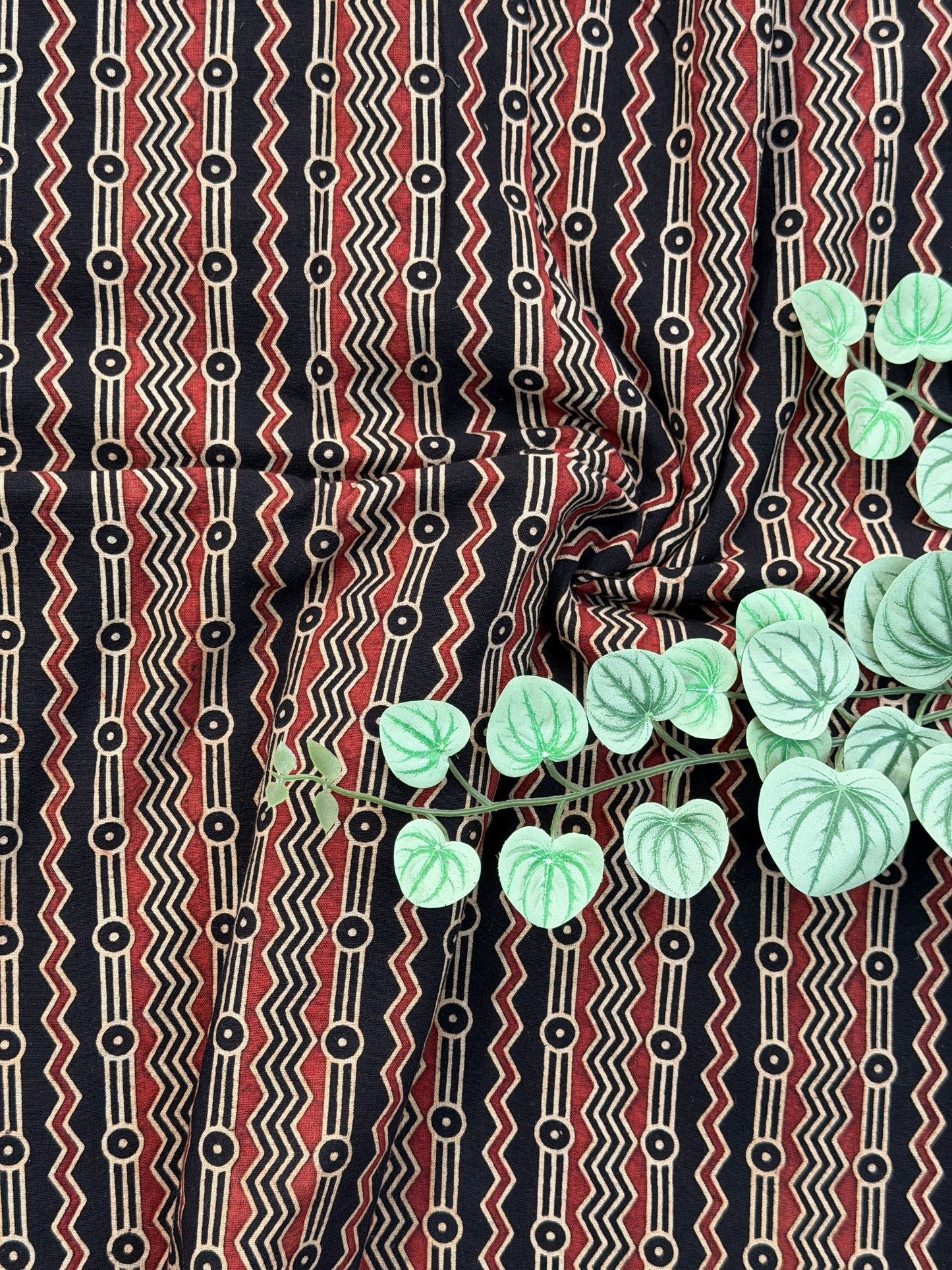 Black Ajrakh Printed Cotton Fabric