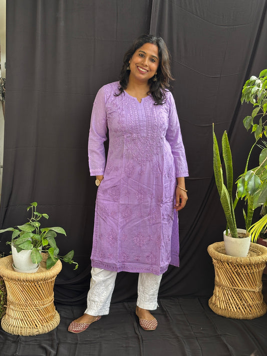 Cotton Chikan Hand Embroidered Kurti