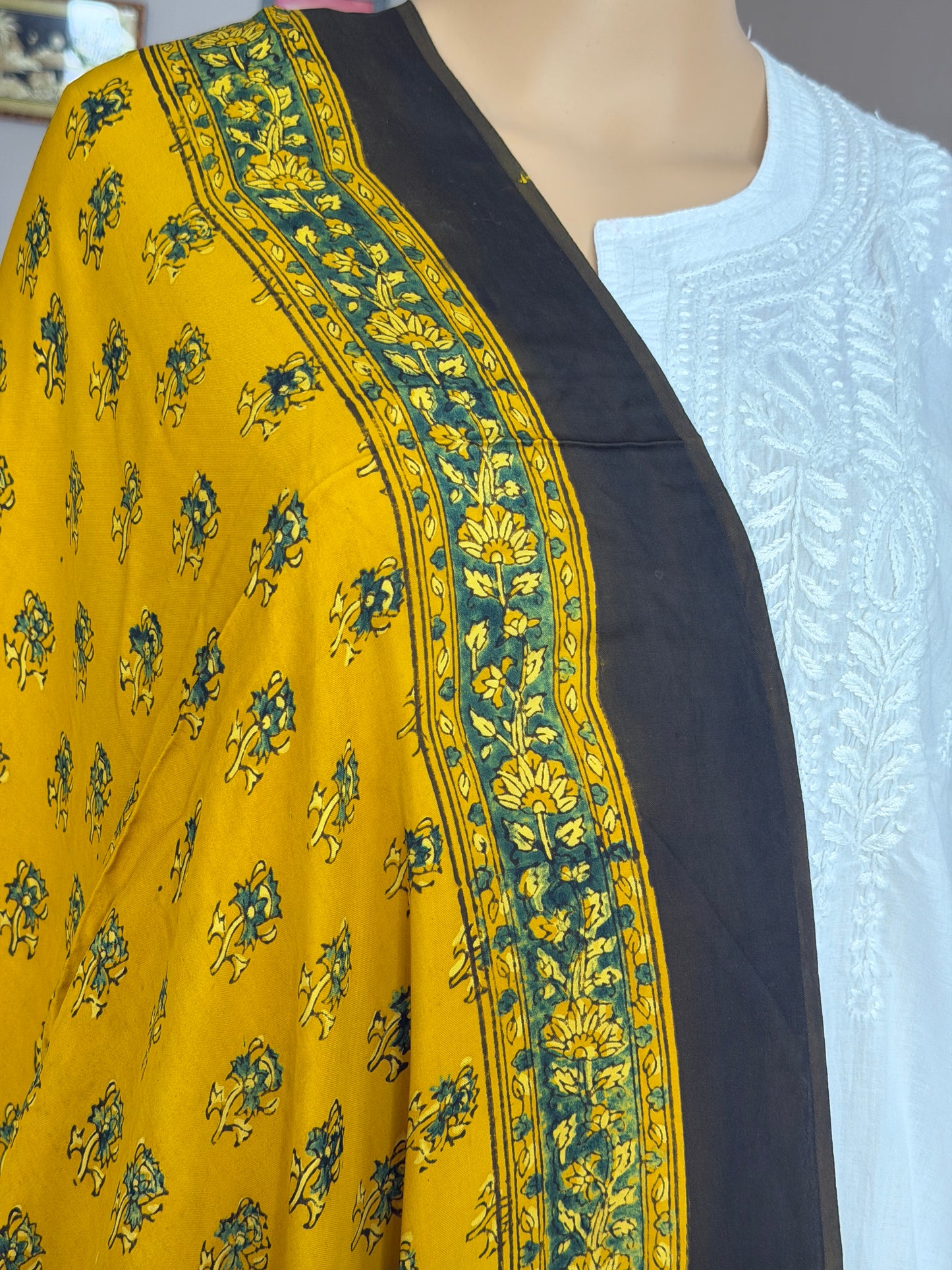 Ajrakh Yellow Modal Dupatta