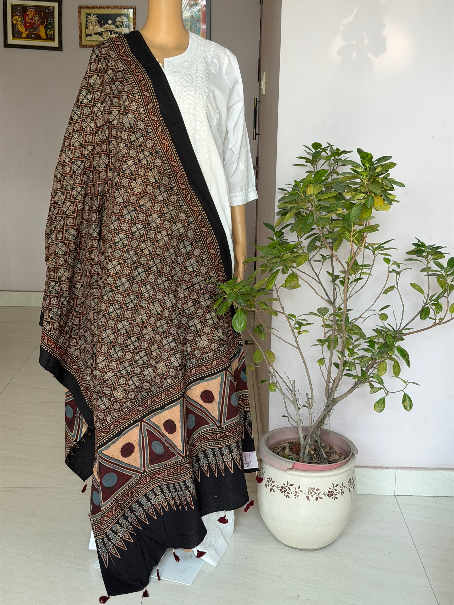 Ajrakh Cotton Contemporary Dupatta