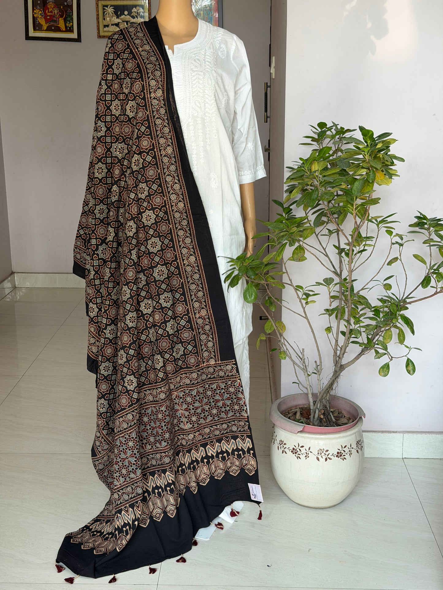 Ajrakh Cotton Contemporary Dupatta