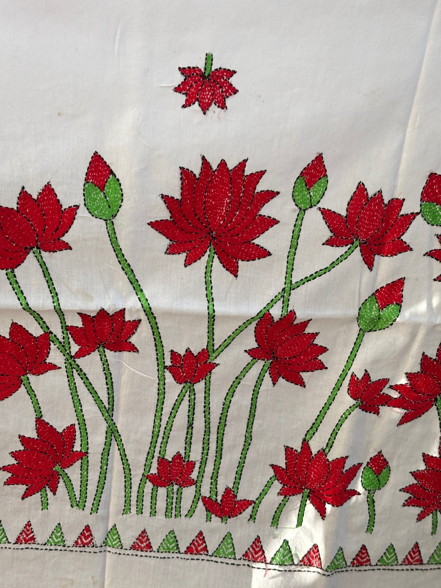 Kantha Hand Embroidered Pure Cotton Statement Dupatta