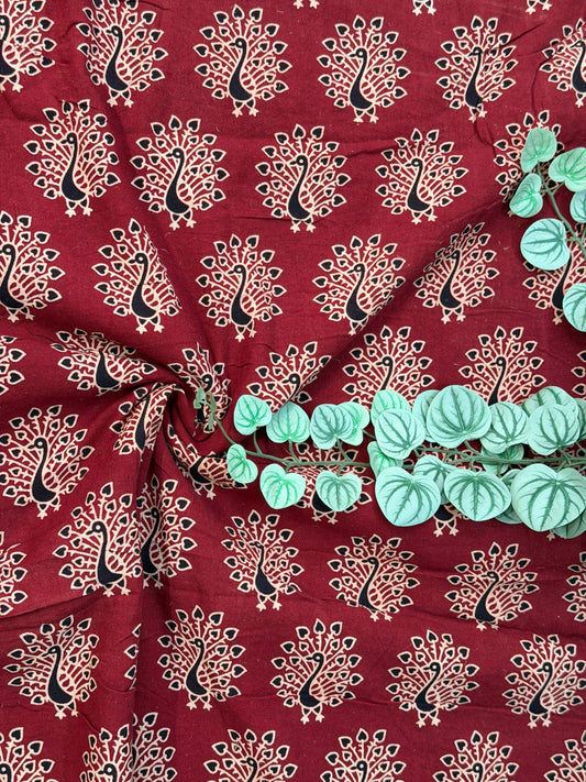 Madder Ajrakh Printed Cotton Fabric