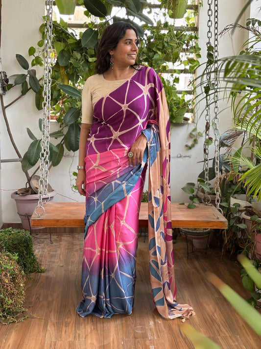 Shibori Clamp Dyed Modal Saree