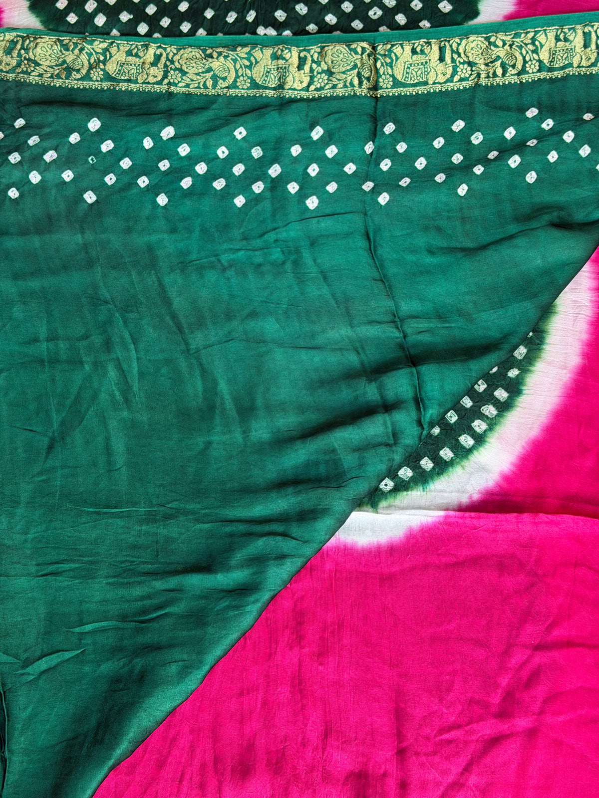 Modal Designer Bandhej Saree With Banarasi Border And Palla