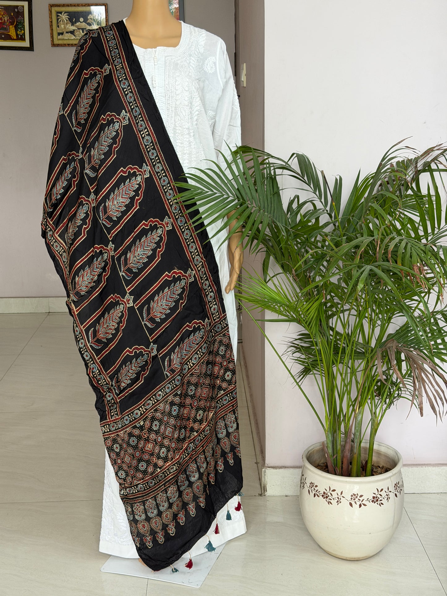 Ajrakh Hand Block Printed Modal Stole