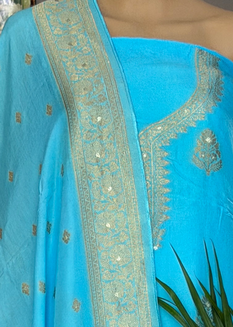 Dola Silk Banarasi Unstitched Three Piece Suit Fabric