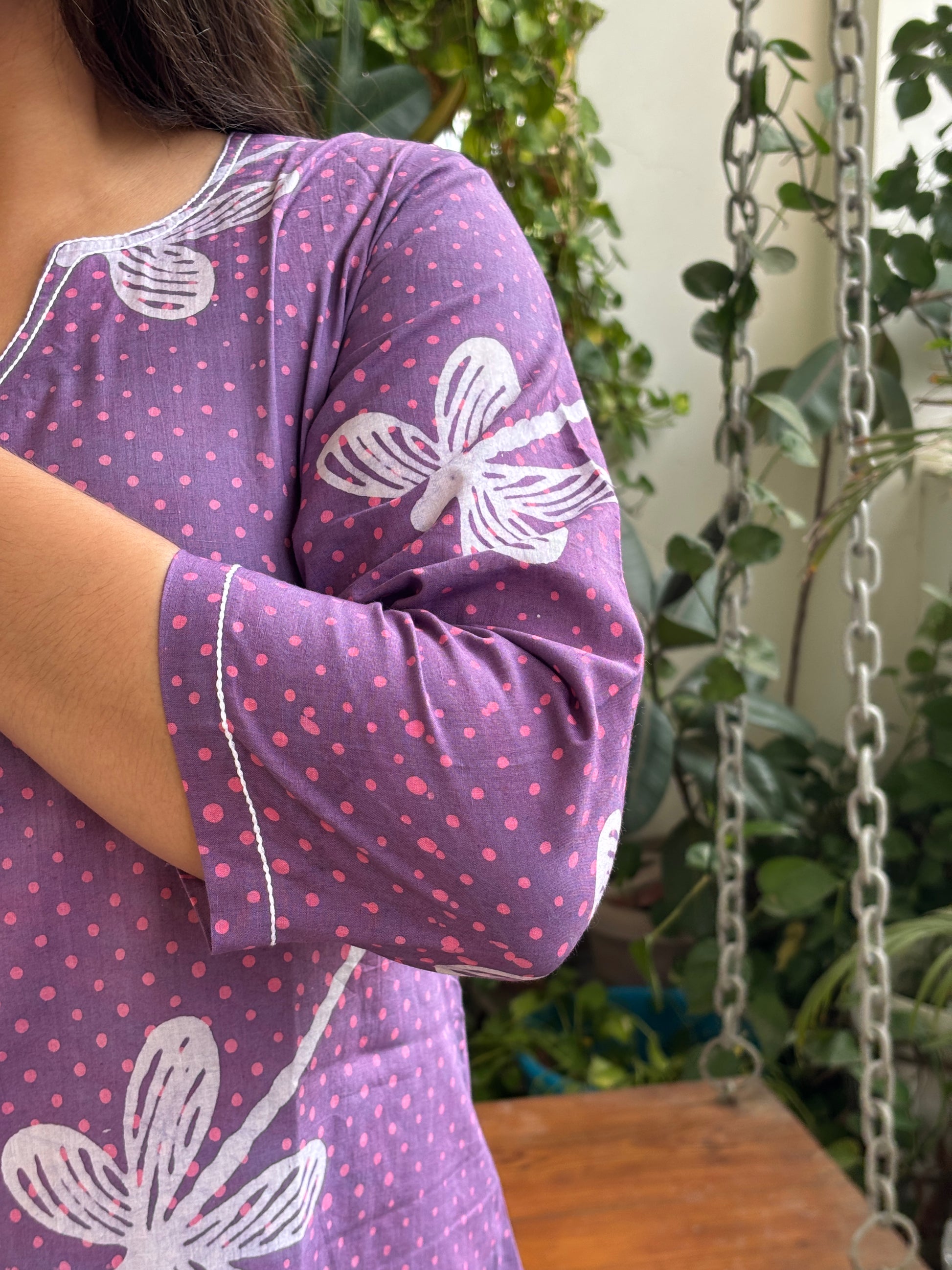 cotton short kurta sleeve view 