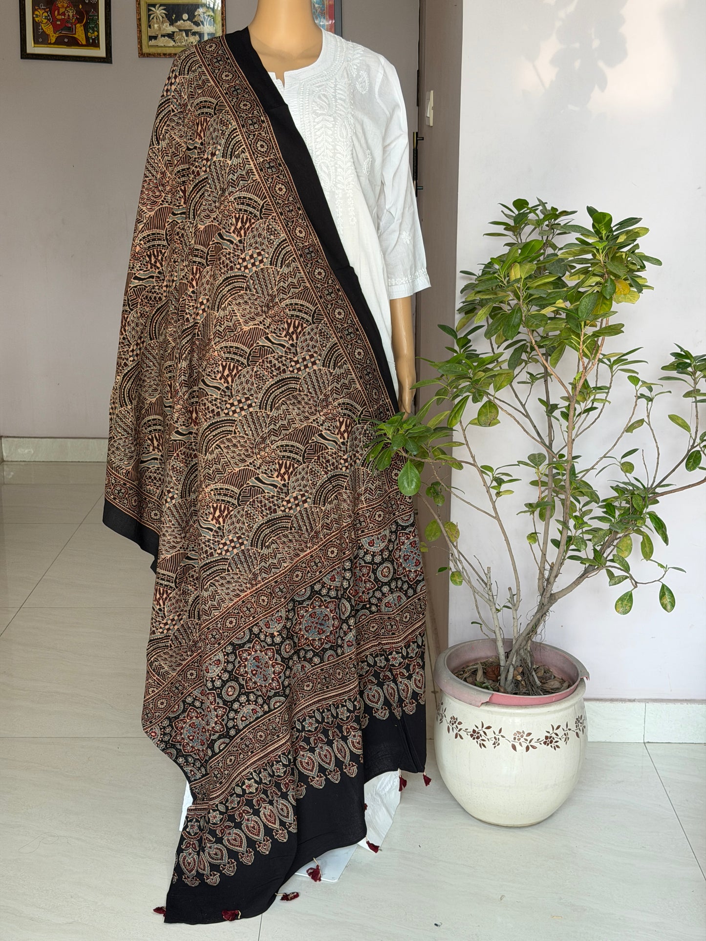 Ajrakh Cotton Contemporary Dupatta