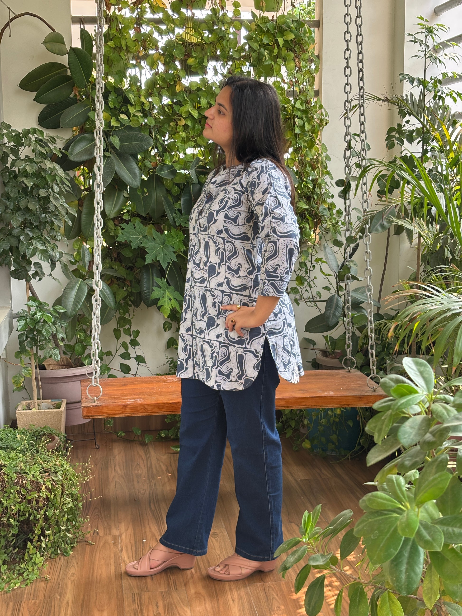 cotton short kurta side view