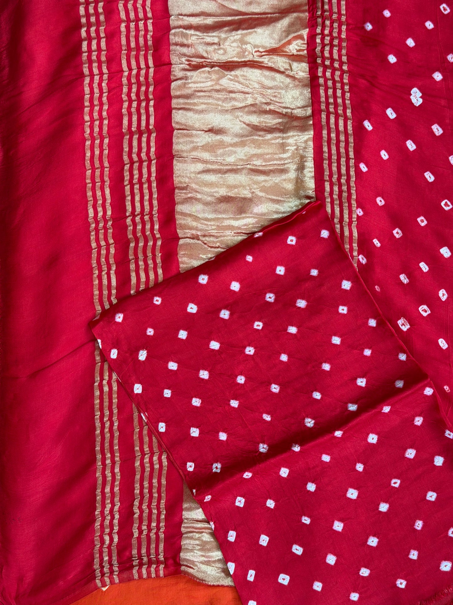 Modal Multi Shaded Bandhej Saree