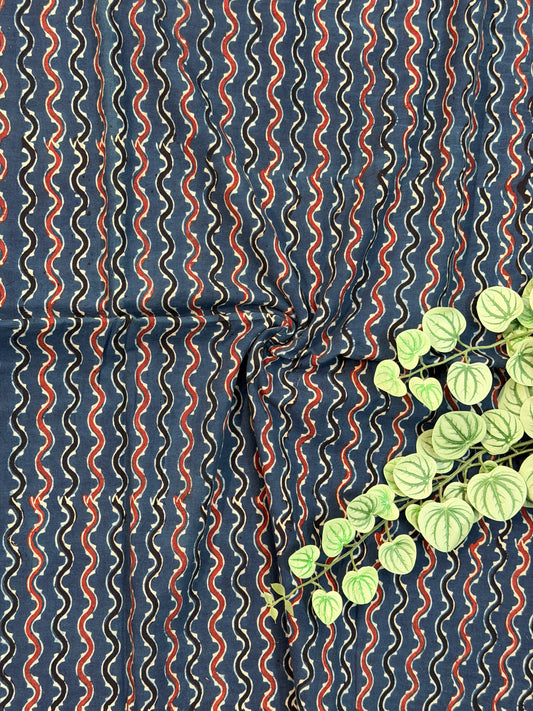 Indigo Ajrakh Cotton Fabric
