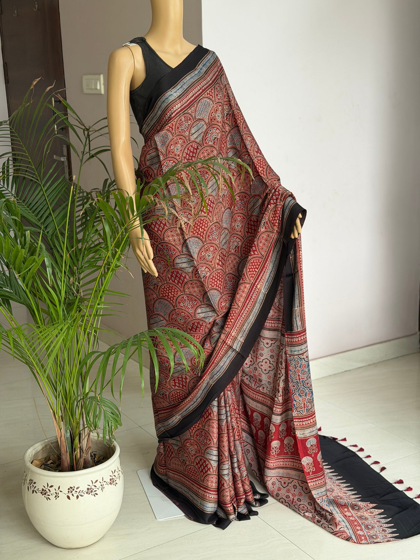 Ajrakh Modal Saree