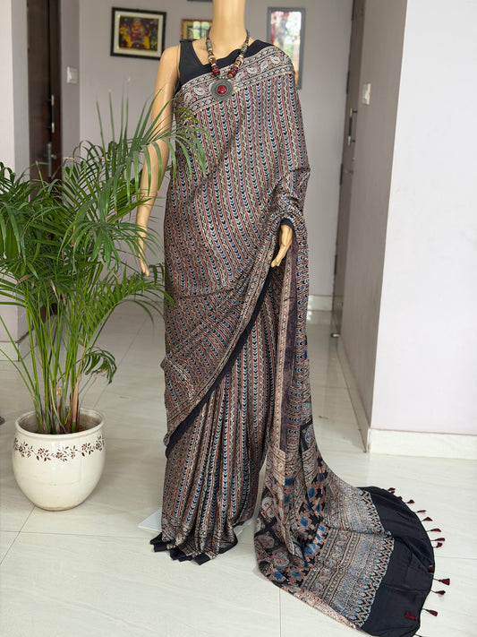 Ajrakh Modal Saree