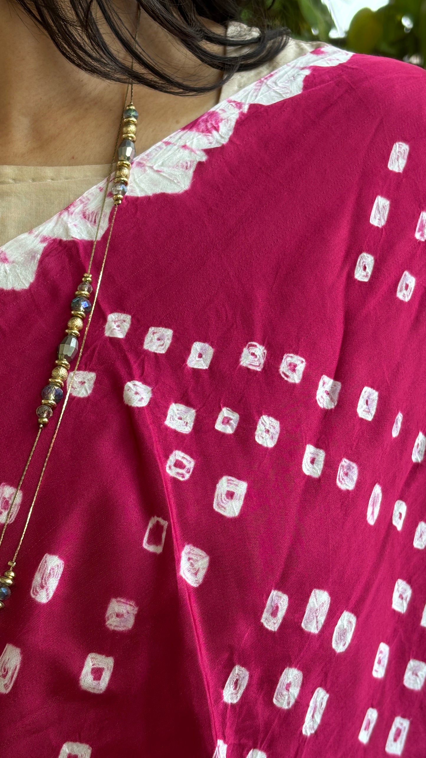 Aabha - Magenta Colour Hand Bandhej Modal Saree