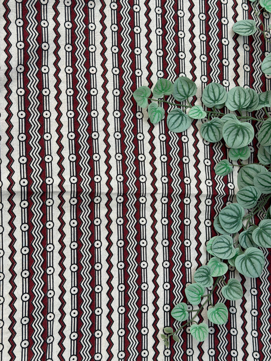 Pale Ivory Ajrakh Printed Cotton Fabric
