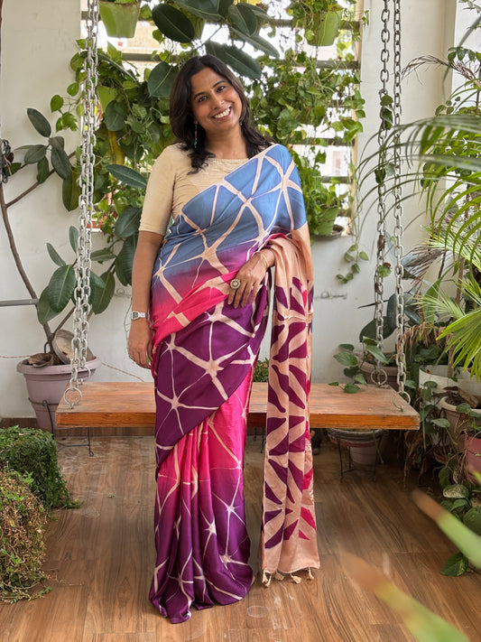 Shibori Clamp Dyed Modal Saree