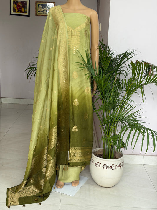 Dola Silk Banarasi Unstitched Three Piece Suit Fabric