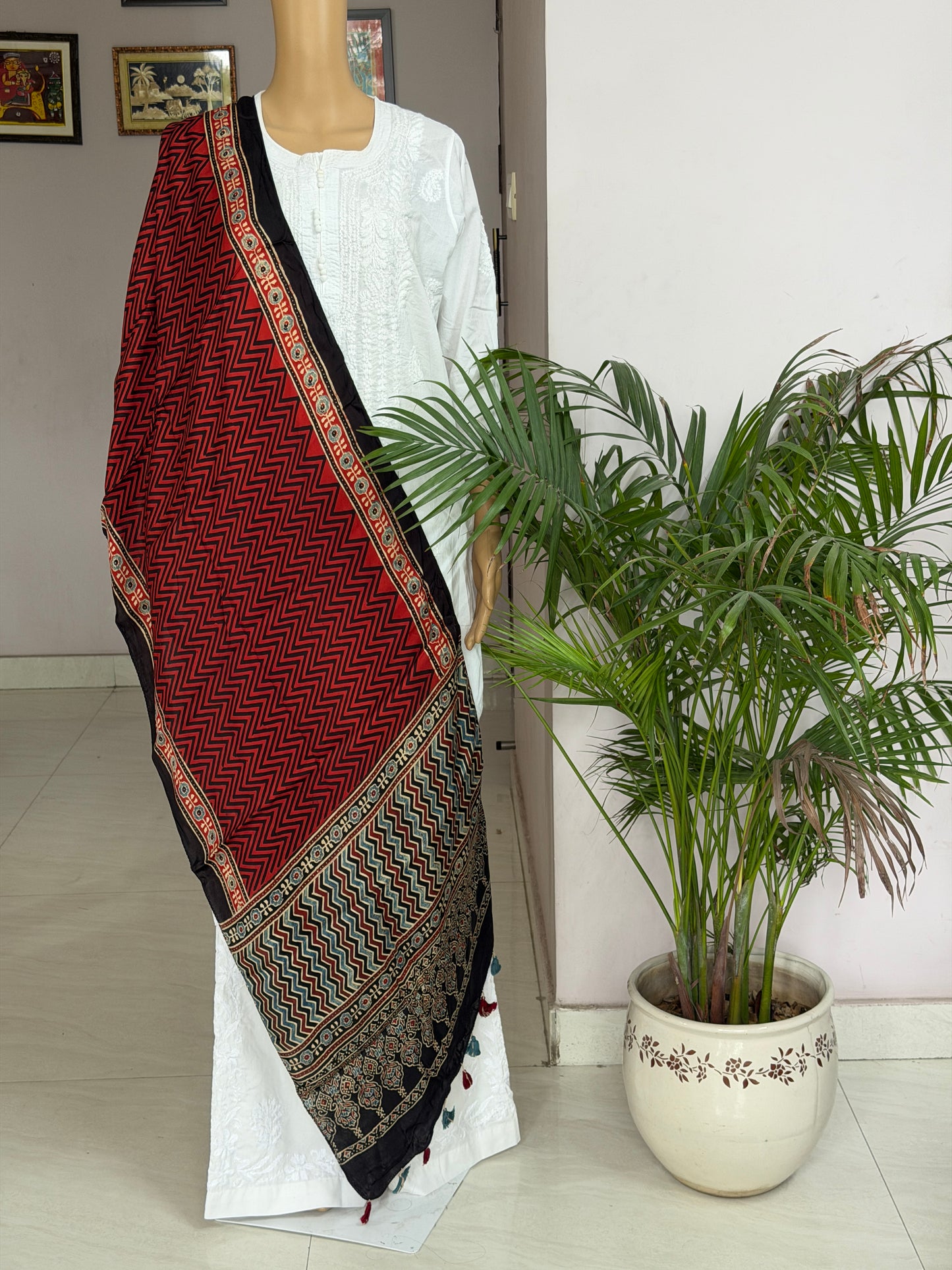 Ajrakh Contemporary Hand Block Printed Modal Stole
