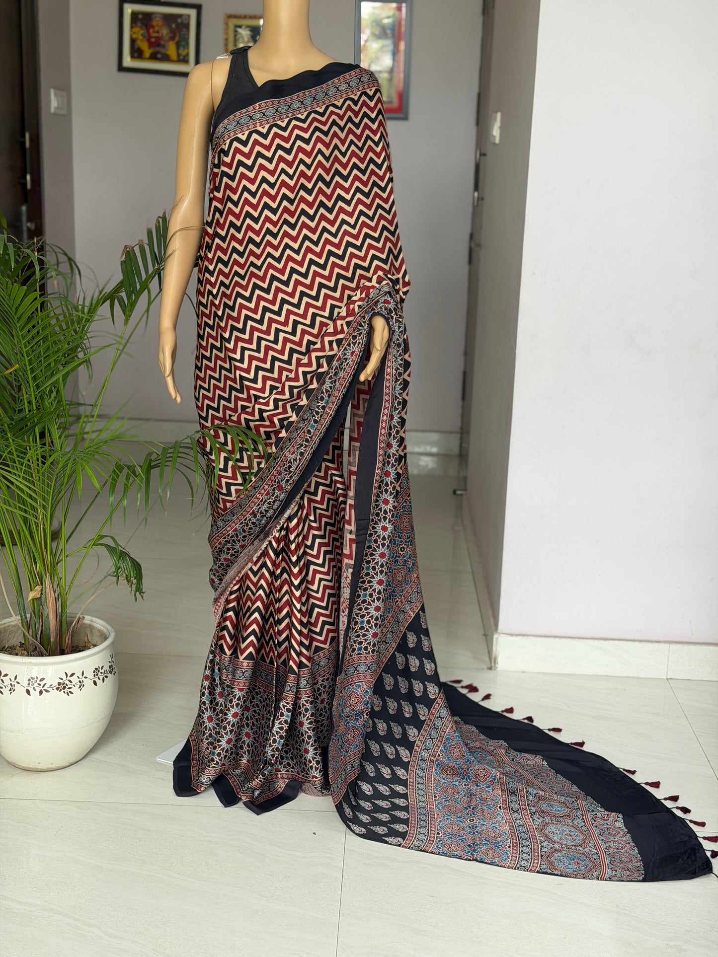 Ajrakh Modal Saree