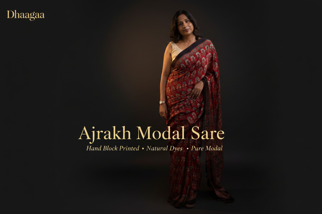 Ajrakh Modal Saree Banner