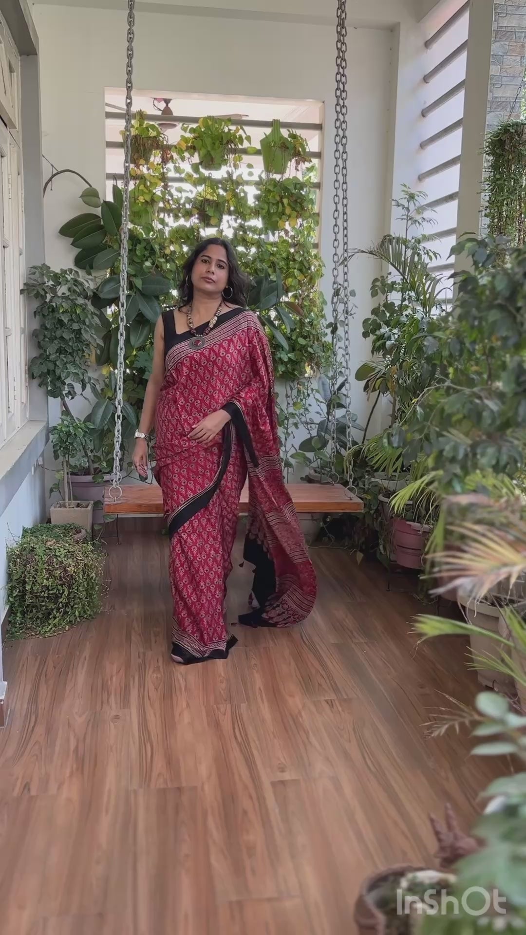 Ajrakh Modal Madder Red Colour Saree, ajrakh saree, video
