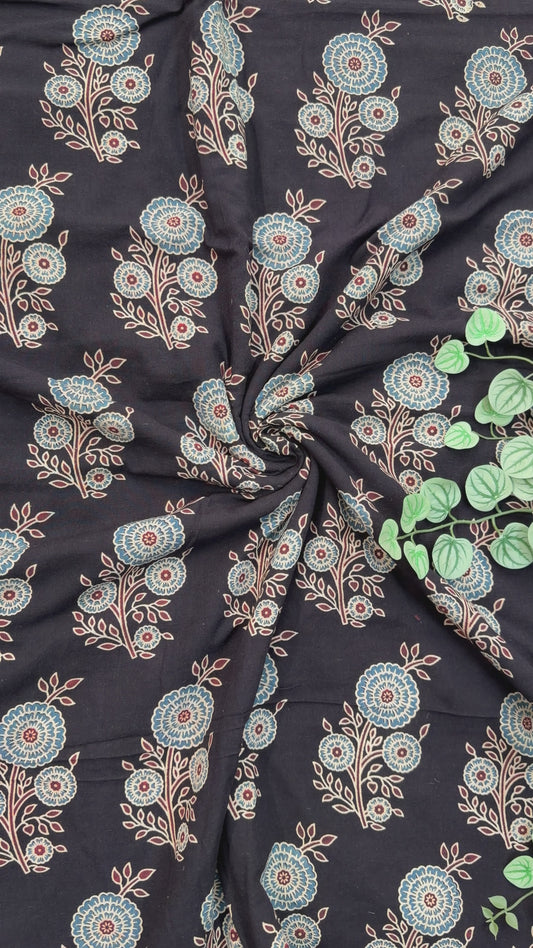 Black Ajrakh Cotton Fabric