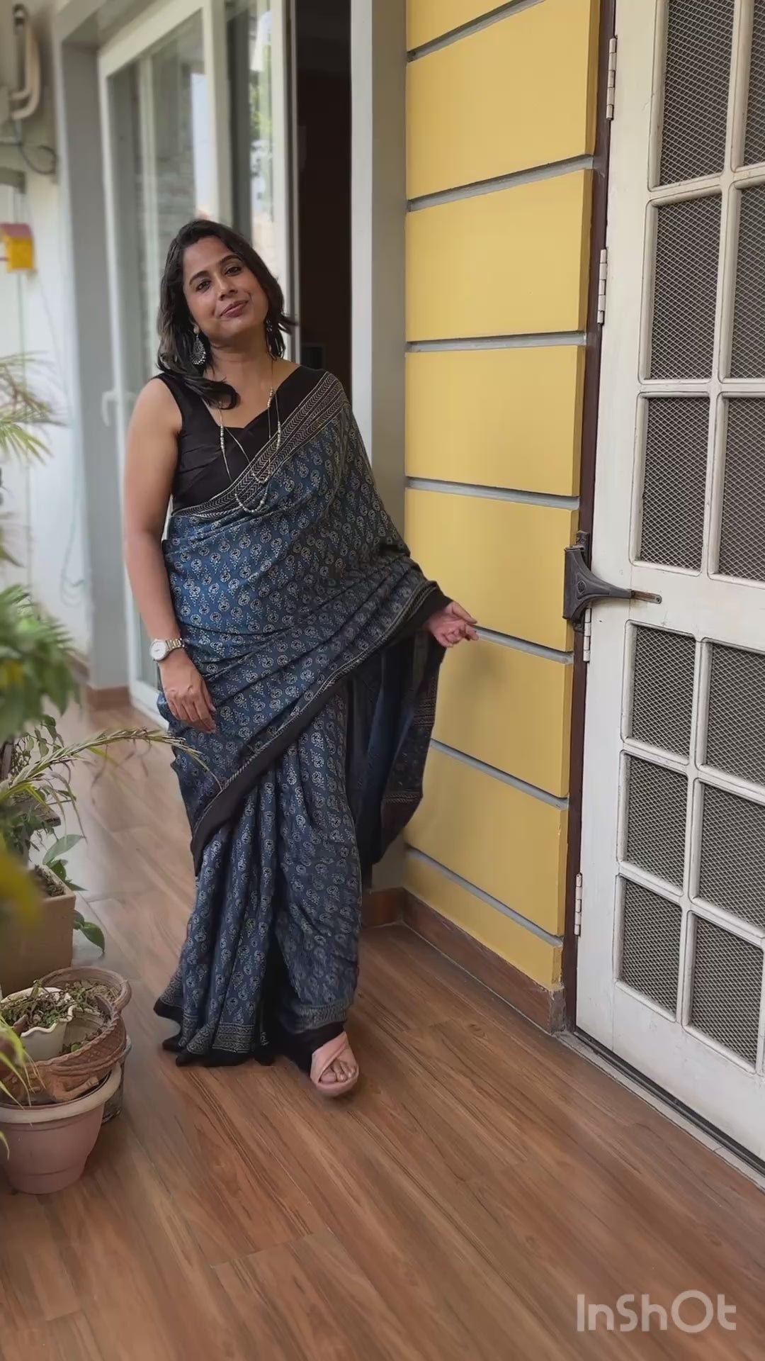Indigo Ajrakh Modal Saree, Ajrakh modal saree, video