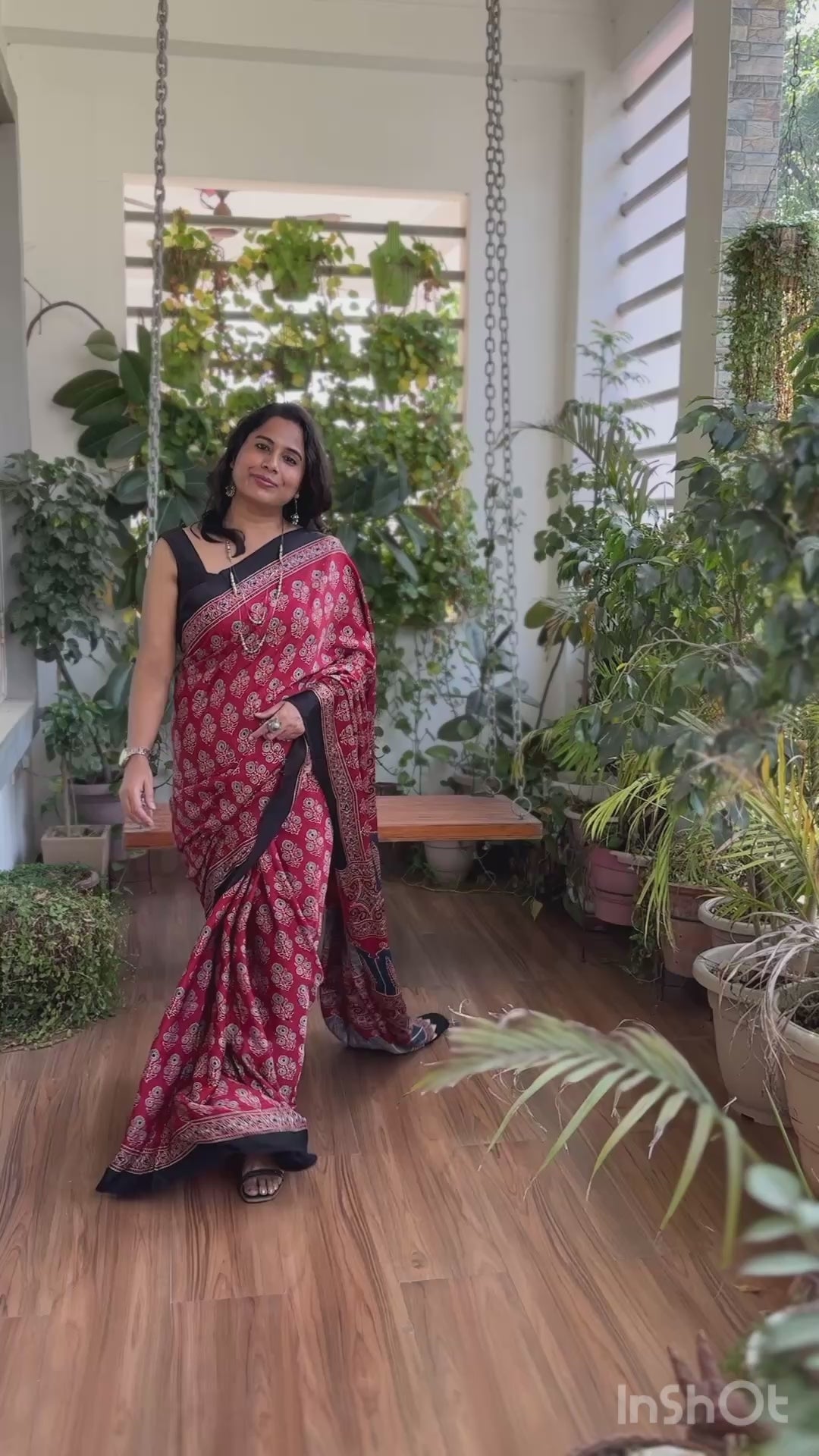Red Ajrakh Modal Saree, Ajrakh modal saree, video